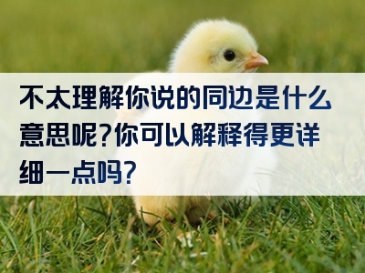 不太理解你说的同边是什么意思呢？你可以解释得更详细一点吗？