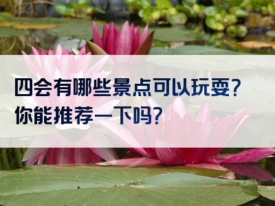 四会有哪些景点可以玩耍？你能推荐一下吗？