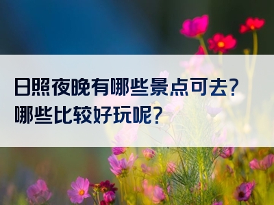 日照夜晚有哪些景点可去？哪些比较好玩呢？