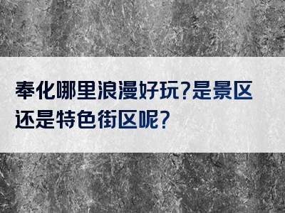 奉化哪里浪漫好玩？是景区还是特色街区呢？