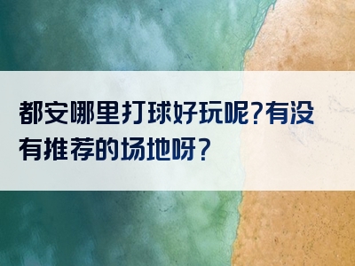 都安哪里打球好玩呢？有没有推荐的场地呀？