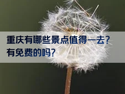 重庆有哪些景点值得一去？有免费的吗？