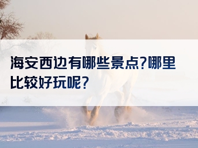 海安西边有哪些景点？哪里比较好玩呢？