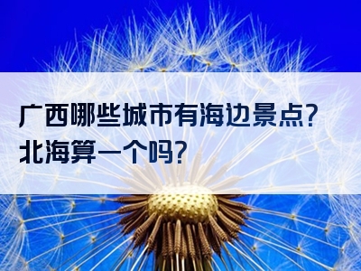 广西哪些城市有海边景点？北海算一个吗？