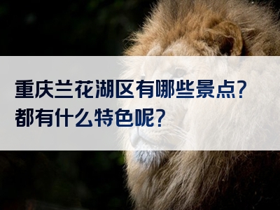 重庆兰花湖区有哪些景点？都有什么特色呢？