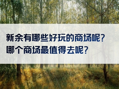 新余有哪些好玩的商场呢？哪个商场最值得去呢？