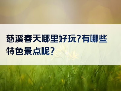 慈溪春天哪里好玩？有哪些特色景点呢？