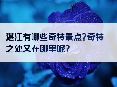 湛江有哪些奇特景点？奇特之处又在哪里呢？