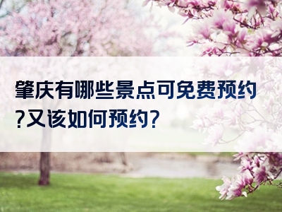 肇庆有哪些景点可免费预约？又该如何预约？