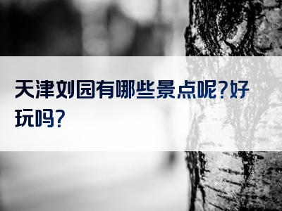 天津刘园有哪些景点呢？好玩吗？