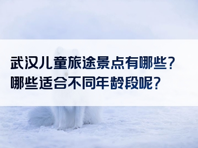 武汉儿童旅途景点有哪些？哪些适合不同年龄段呢？