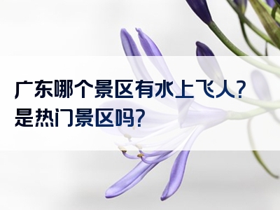 广东哪个景区有水上飞人？是热门景区吗？