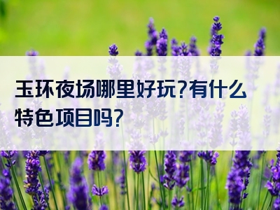 玉环夜场哪里好玩？有什么特色项目吗？
