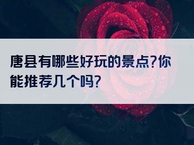 唐县有哪些好玩的景点？你能推荐几个吗？