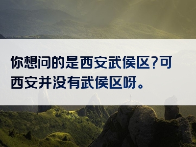 你想问的是西安武侯区？可西安并没有武侯区呀。