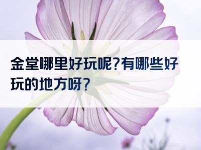 金堂哪里好玩呢？有哪些好玩的地方呀？