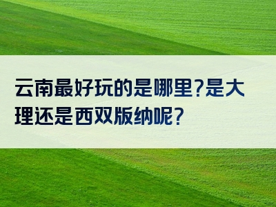 云南最好玩的是哪里？是大理还是西双版纳呢？