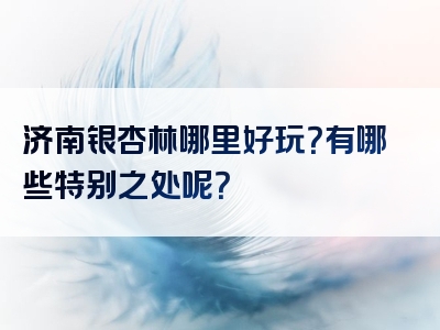 济南银杏林哪里好玩？有哪些特别之处呢？