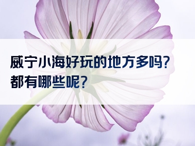 威宁小海好玩的地方多吗？都有哪些呢？