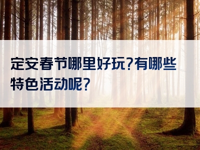 定安春节哪里好玩？有哪些特色活动呢？