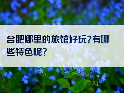 合肥哪里的旅馆好玩？有哪些特色呢？