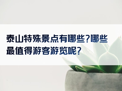 泰山特殊景点有哪些？哪些最值得游客游览呢？