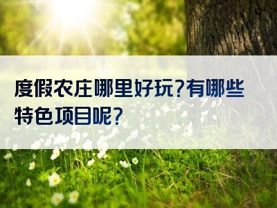 度假农庄哪里好玩？有哪些特色项目呢？