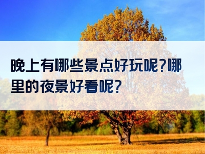晚上有哪些景点好玩呢？哪里的夜景好看呢？