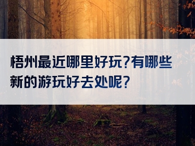 梧州最近哪里好玩？有哪些新的游玩好去处呢？