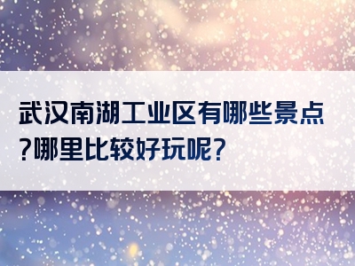 武汉南湖工业区有哪些景点？哪里比较好玩呢？