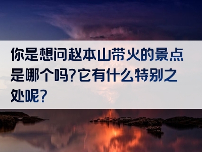 你是想问赵本山带火的景点是哪个吗？它有什么特别之处呢？