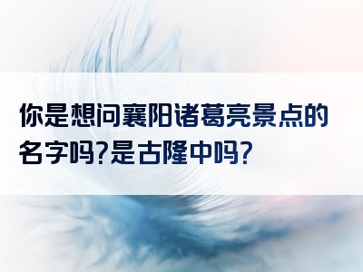 你是想问襄阳诸葛亮景点的名字吗？是古隆中吗？