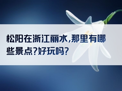 松阳在浙江丽水，那里有哪些景点？好玩吗？
