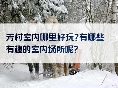 芳村室内哪里好玩？有哪些有趣的室内场所呢？