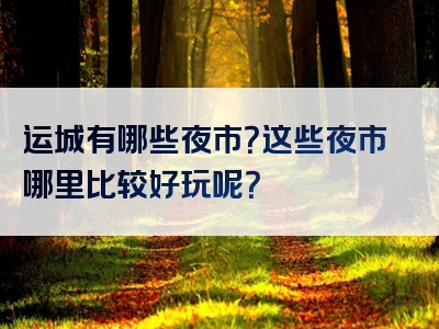 运城有哪些夜市？这些夜市哪里比较好玩呢？
