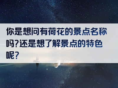 你是想问有荷花的景点名称吗？还是想了解景点的特色呢？