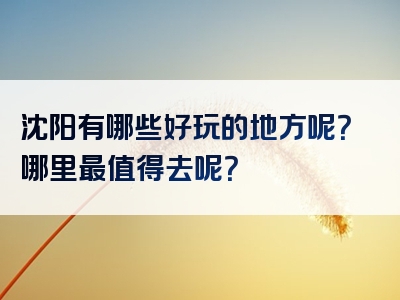 沈阳有哪些好玩的地方呢？哪里最值得去呢？