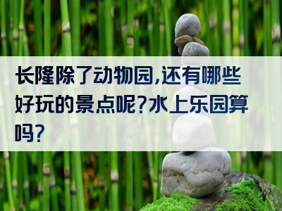 长隆除了动物园，还有哪些好玩的景点呢？水上乐园算吗？