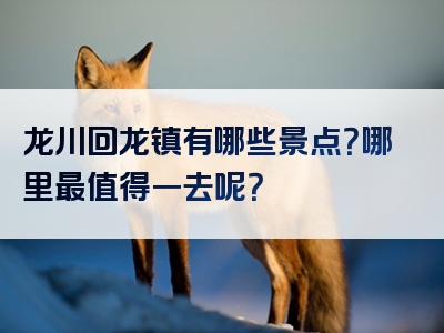 龙川回龙镇有哪些景点？哪里最值得一去呢？