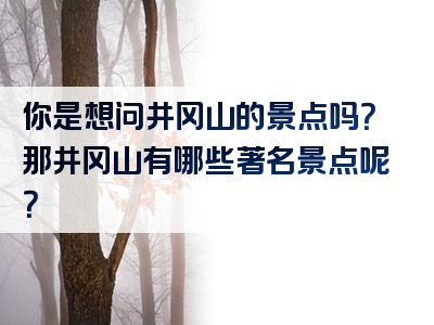 你是想问井冈山的景点吗？那井冈山有哪些著名景点呢？