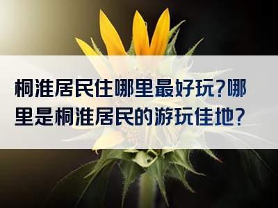 桐淮居民住哪里最好玩？哪里是桐淮居民的游玩佳地？