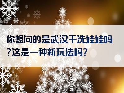 你想问的是武汉干洗娃娃吗？这是一种新玩法吗？