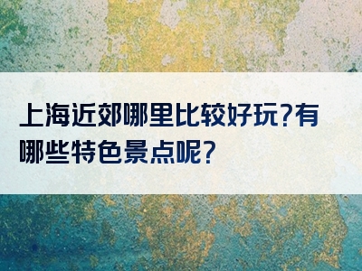 上海近郊哪里比较好玩？有哪些特色景点呢？