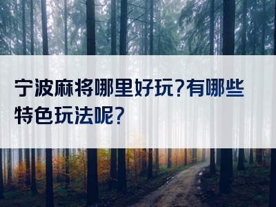 宁波麻将哪里好玩？有哪些特色玩法呢？