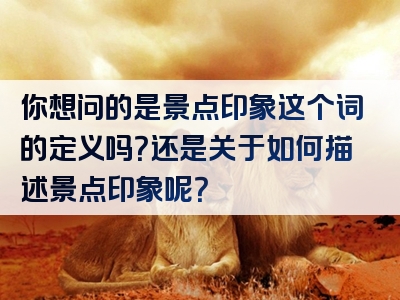 你想问的是景点印象这个词的定义吗？还是关于如何描述景点印象呢？