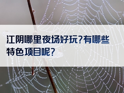 江阴哪里夜场好玩？有哪些特色项目呢？