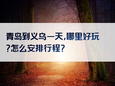 青岛到义乌一天，哪里好玩？怎么安排行程？