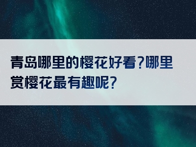 青岛哪里的樱花好看？哪里赏樱花最有趣呢？