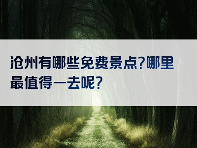 沧州有哪些免费景点？哪里最值得一去呢？