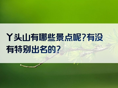 丫头山有哪些景点呢？有没有特别出名的？